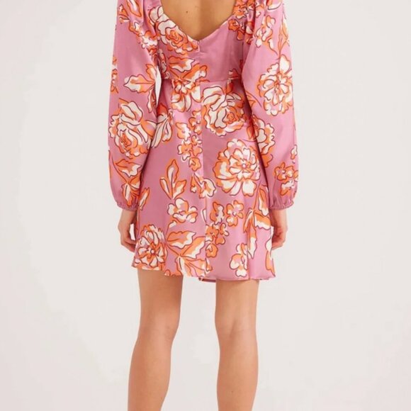 NWT - Minkpink Mandevilla Ruched Mini Pink Floral Print Dress Size XLarge - Picture 4 of 7
